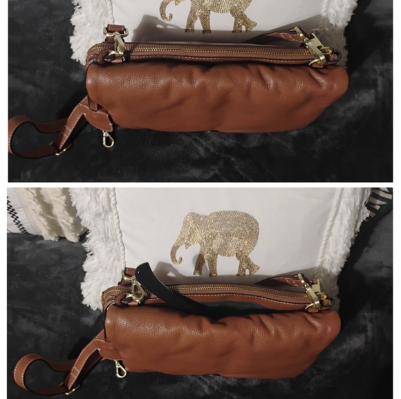 J Jill Do-It-All Crossbody Brown Padded Leather Foldover Purse - Picture 7 of 16